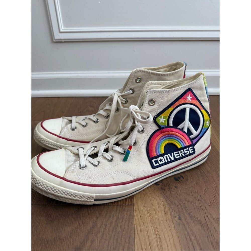 Converse Chuck Taylor 70 High Top Men Unisex Ivory Rainbow Pride Sneakers M 13 W